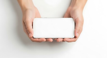 Hands Holding Blank Smartphone Screen.