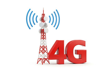 4g network tower isolated on white background