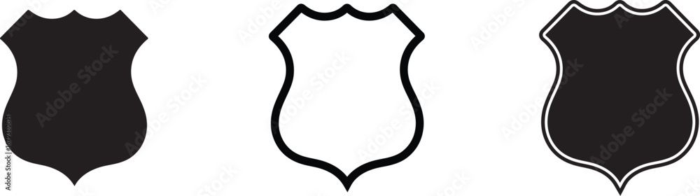 Poster three variations of a shield shape with different outline styles