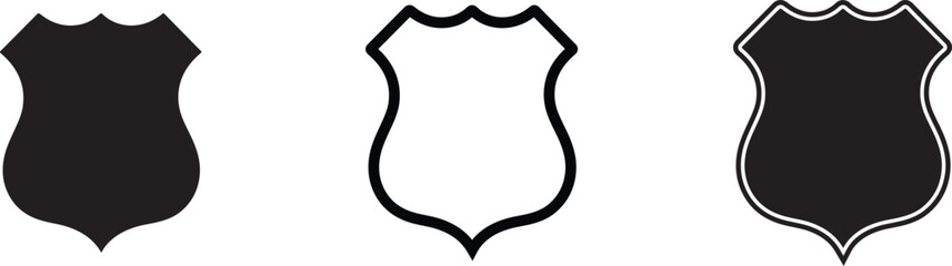 Three variations of a shield shape with different outline styles © MdSafi