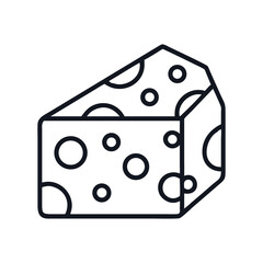 Minimalist cheese icon vector illustration, featuring a block of swiss cheese, cheese block icon vector illustration