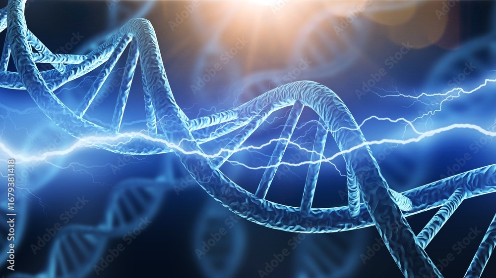 Poster colored helix dna structure background for science concept.