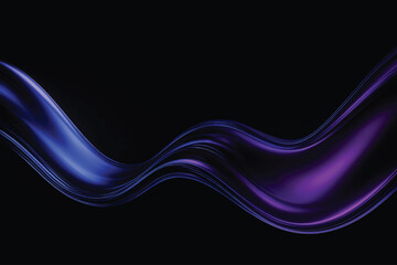 Abstract Flowing Ribbon of Blue and Purple Light Against a Black Background