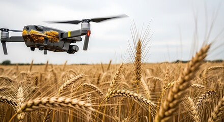 Drone Over Wheat Field.