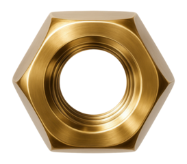 Brass hex nut with a smooth finish
