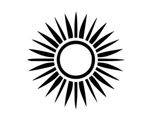 Stylized Black Sun Symbol with Rays and Inner Circle
