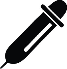 Simple black eyedropper icon for digital design and healthcare visuals modern and clean graphic element representing fluid measurement or color selection