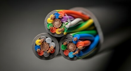 Close-up of Interconnected Electrical Wires A Colorful Cable Network in Detail