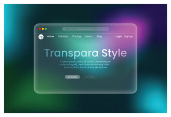 web design, Transpara Style, landing page Green Cyan Pink gradient luminous transparent glass morphism UI template with modern glowing interface futuristic website layout responsive concept