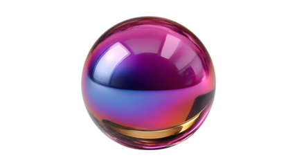 Iridescent sphere isolated on transparent background