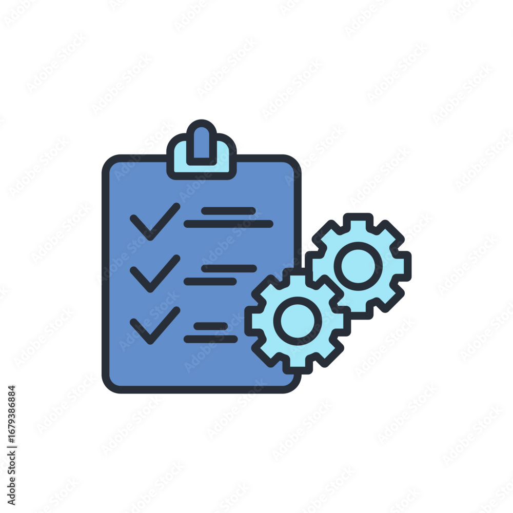 Poster project management icon set.vector.editable stroke.linear style sign for use web design,logo.symbol 