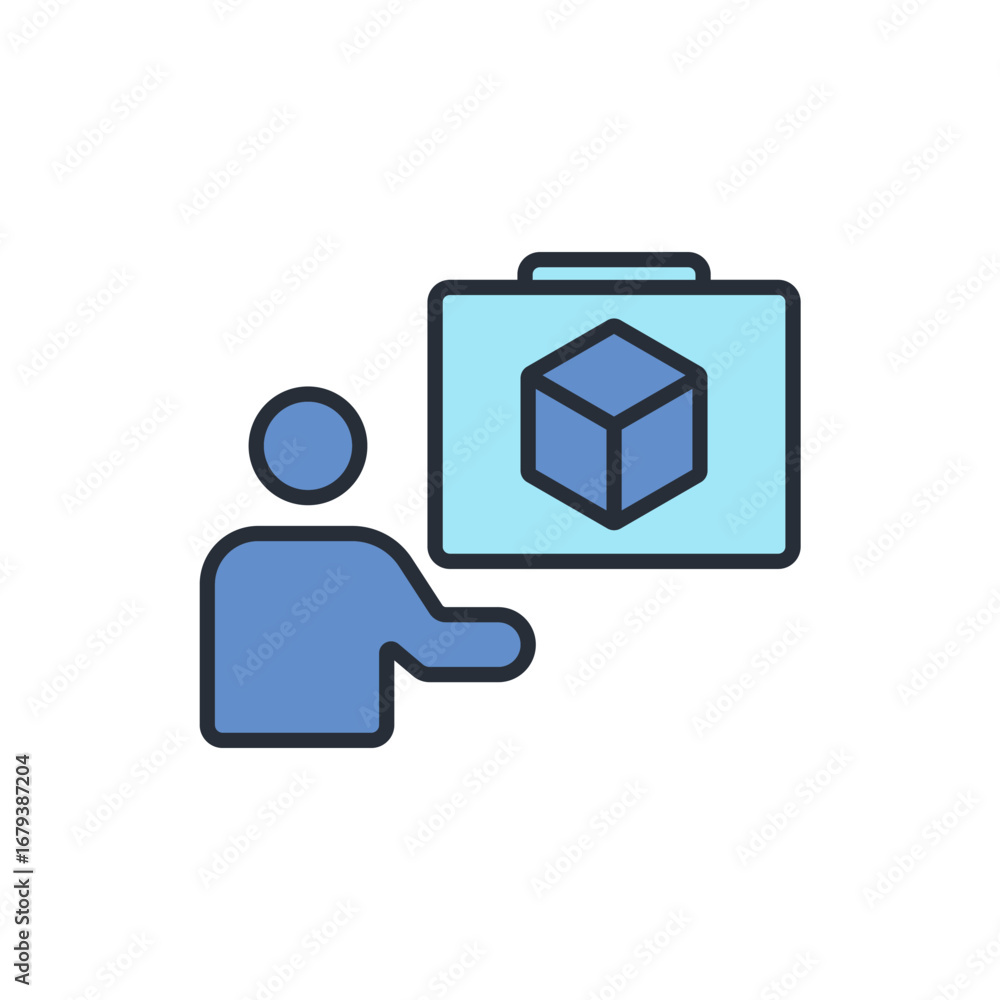 Poster project icon. vector.editable stroke.linear style sign for use web design,logo.symbol illustration.