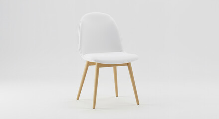 Modern Upholstered Dining Chair with Natural Wood Legs for E-Commerce Mockup