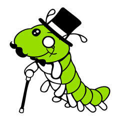 Caterpillar Sir Rich Man Monocle Glasses Top Hat