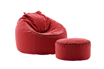 Red beanbag chair and ottoman set
