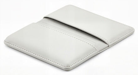 Elegant White Leather Card Holder Pouch Mockup with Isolated White Background for E Commerce and...