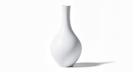 Elegant White Ceramic Vase Mockup Ideal for E-Commerce Product Presentation on an Isolated White Background for White Label Branding Opportunities