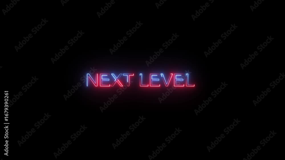 Poster next level text saber animation. next level loop animation ultra hd 4k branding, and high-performanc