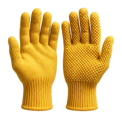 Pair of yellow heavy-duty gloves with grip dots