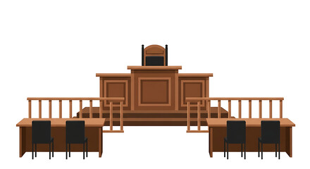 Simple Flat Design Courtroom Interior Wooden Furnitures Illustration Graphic Design