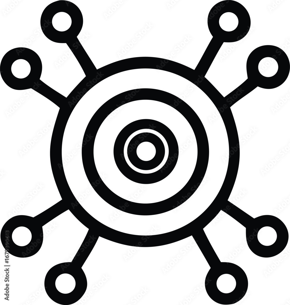 Poster abstract circular network icon representing connections data flow technology and communication syste