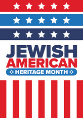 Fototapeta premium Jewish American Heritage Month. Celebrated annual in May. Jewish American contribution to the history United States. Star of David. Israel symbol. Poster, card, banner and background. Vector