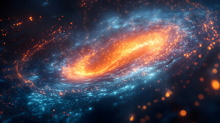 Fototapeta premium Swirling cosmic galaxy of vibrant light and stars creates a breathtaking space journey.