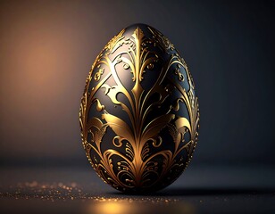 Ornate, dark Easter egg, golden accents