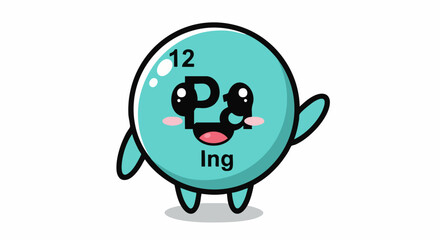 Fototapeta premium Magnesium element cartoon character waving hello with happy face.