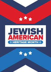 Jewish American Heritage Month. Celebrated annual in May. Jewish American contribution to the history United States. Star of David. Israel symbol. Poster, card, banner and background. Vector