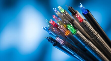High-speed data transmission through a network of illuminated optical fiber cables for global internet connectivity