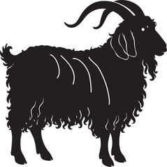 Black and white goat vector illustration on farm animals design