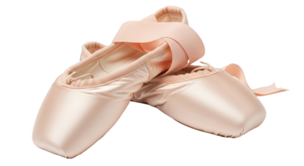 Isolated Pair of Pink Satin Ballet Shoes