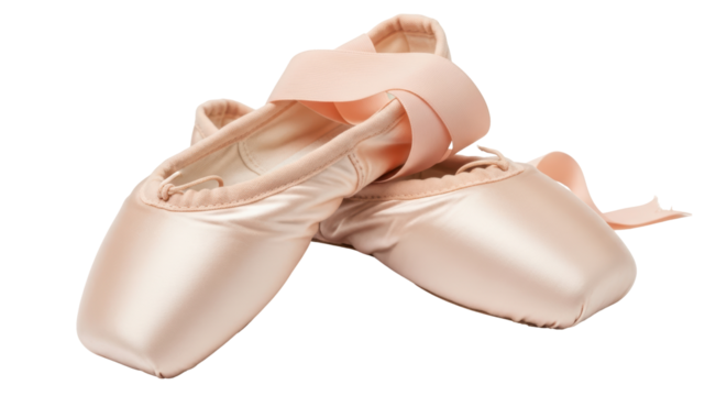 Isolated Pair of Pink Satin Ballet Shoes - Powered by Adobe