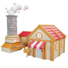 3D bakery and dessert shop. Concept of confectionery. bread and desserts - 3D render