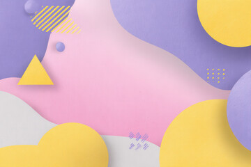 create captivating abstract composition featuring geometric shapes and colorful spots against soft gradient