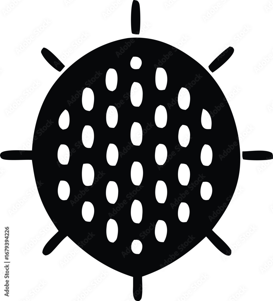 Poster striking abstract geometric starburst sphere icon symbol design in black and white for graphic proje