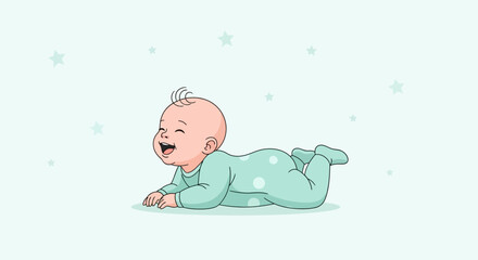 Smiling Infant With Adorable Outfit And Delightful Expression, On Light Background
