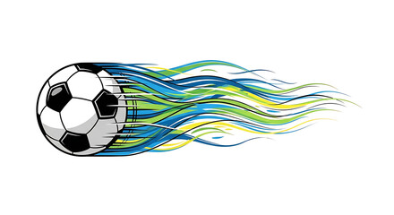Dynamic Motion Soccer Ball with Colorful Trail Illustration Design Element