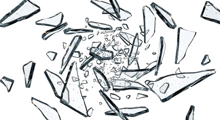 Realistic Style Scattered Broken Glass Shards Debris Abstract Background
