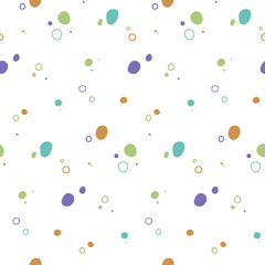 Playful abstract pattern of scattered colorful dots and circles in a random, organic arrangement