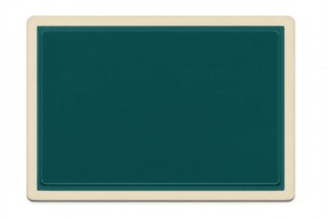 Teal rectangular signboard featuring rounded corners, beige border, floating against transparent backdrop, ready for custom text insertion