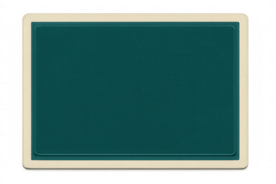 Teal rectangular signboard featuring rounded corners, beige border, floating against transparent backdrop, ready for custom text insertion