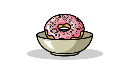 Sweet Sprinkled Pastry Resting Within A Beige Vessel On A White Background