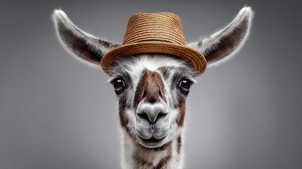 Llama with hat, portrait