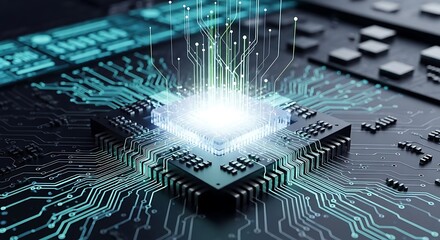 Advanced Computer Chip on Circuit Board.