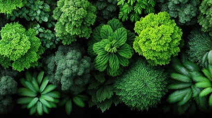Lush green foliage overhead view