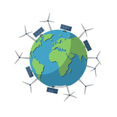 Naklejka premium The World Adopting Renewable Energy and Sustainable Technology