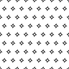 Seamless geometric pattern of stylized four-pointed stars in black on a white background, creating a modern and abstract design.