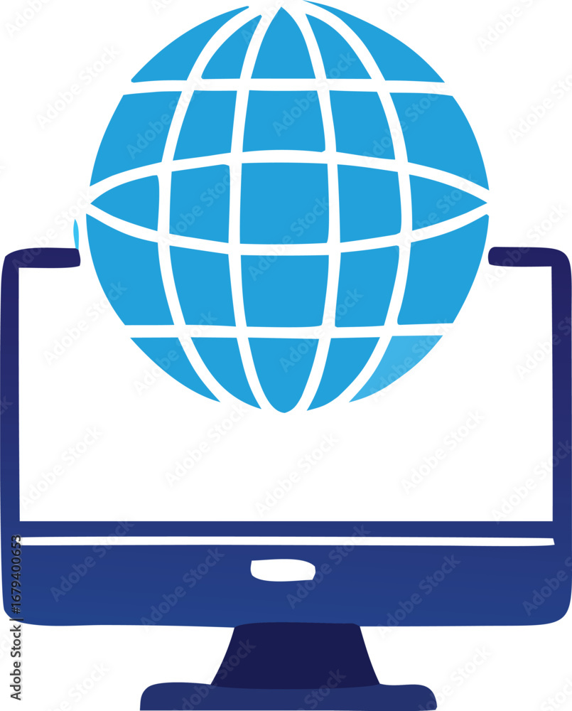 Poster global network connection computer screen digital world technology concept